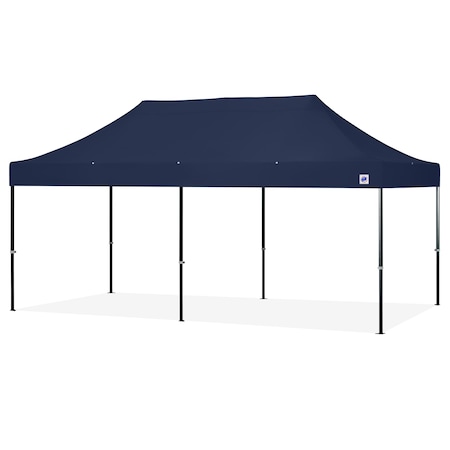 E-Z Up TAA Compliant Endeavor Shelter, 10' W x 20' L, Black Aluminum Frame, Navy Blue Vented Top END3ABK20VTKMCNB